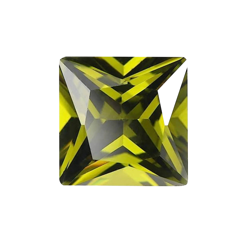 Olive Green Square Cubic Zirconia