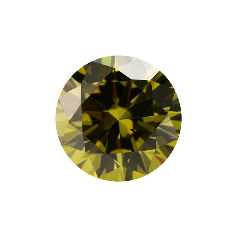 Olive Green Round Cubic Zirconia